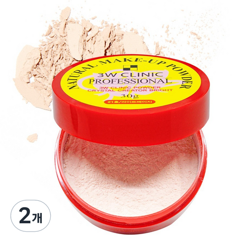 3W클리닉 내추럴 메이크업 루스파우더 30g, 21호 라이트베이지, 2개