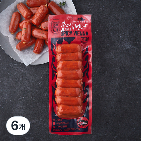 존쿡델리미트 불닭 비엔나, 140g, 6개