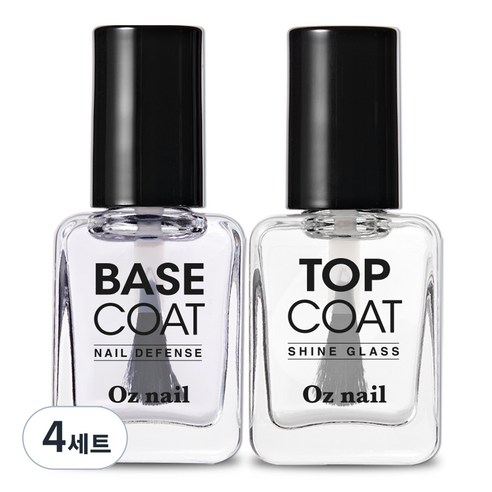 오즈네일 매니큐어 네일 기초 탄탄 2종 세트, 4세트, 베이스 코트 8ml + 탑 코트 8ml
