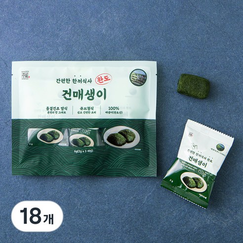간편한 한끼식사 완도 건매생이, 2g, 18개
