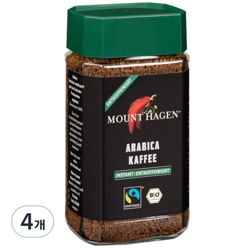 마운트하겐 유기농 디카페인 커피, 100g, 1개입, 4개