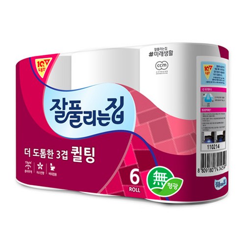 잘풀리는집 더 도톰한 3겹 퀄팅 롤화장지 25 m, 6롤, 1개
