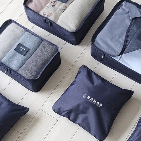 랑고 여행용 파우치 8종 세트로 짐 싸는 것을 손쉽고 편리하게 정리하세요.