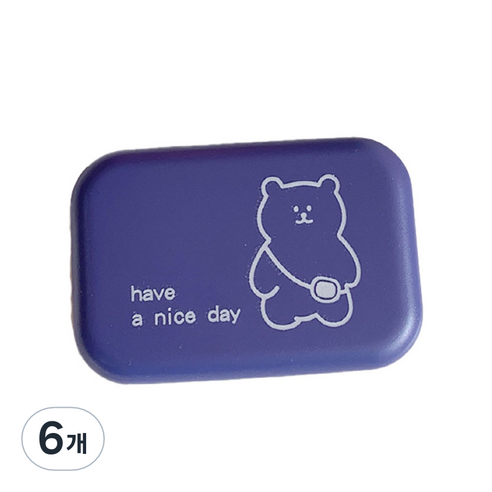 브랜드미 귀여운 곰 렌즈케이스, 다크 퍼플 베어, 6개