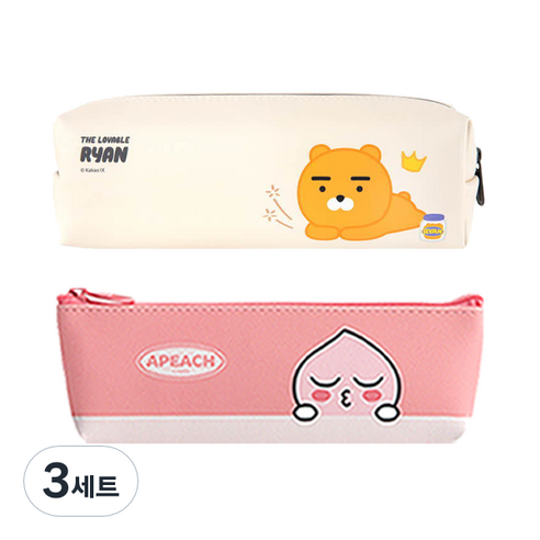 카카오프렌즈 모던 st 미니 삼각 필통 + 사각필통, 필통(핑크 어피치), 사각필통(라이언), 3세트
