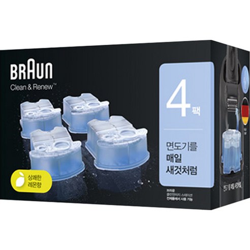   BRAUN 클린 앤 리뉴 면도기 세정액, CCR (4개입)