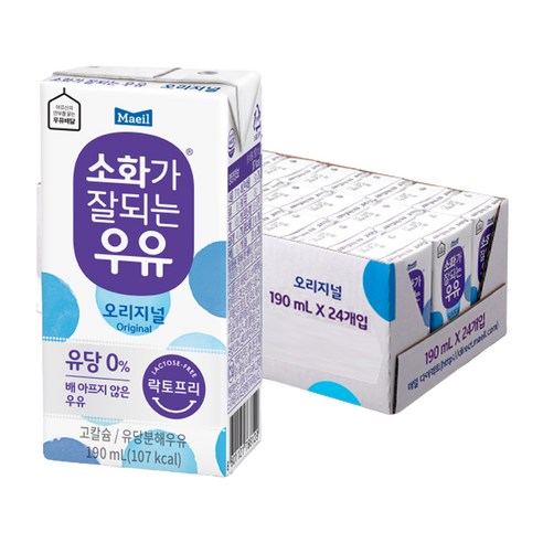 매일 소화가 잘되는 우유, 190ml, 48개