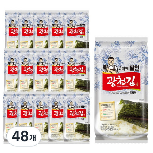 광천김 3대째 달인 파래 식탁김, 15g, 48개