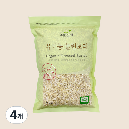 초록숟가락 유기농 눌린보리쌀, 4개, 1kg