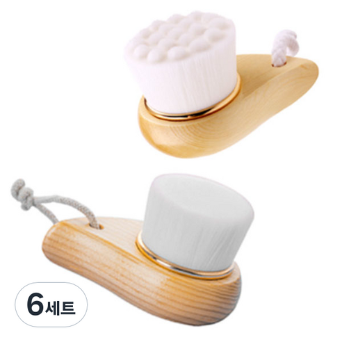 에코터치 우드 핸들 클렌징 브러쉬 + 앰보싱 클렌징 브러쉬 세트, 혼합색상, 6세트