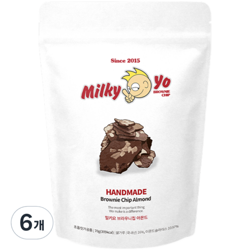 밀키요 브라우니칩 아몬드, 70g, 6개