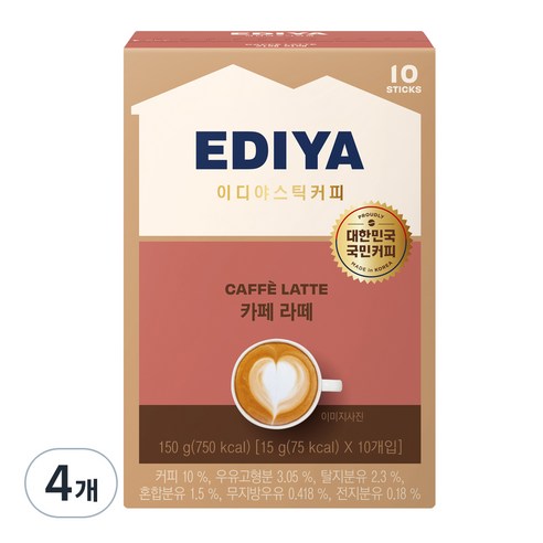 이디야커피 카페라떼, 15g, 10개입, 4개