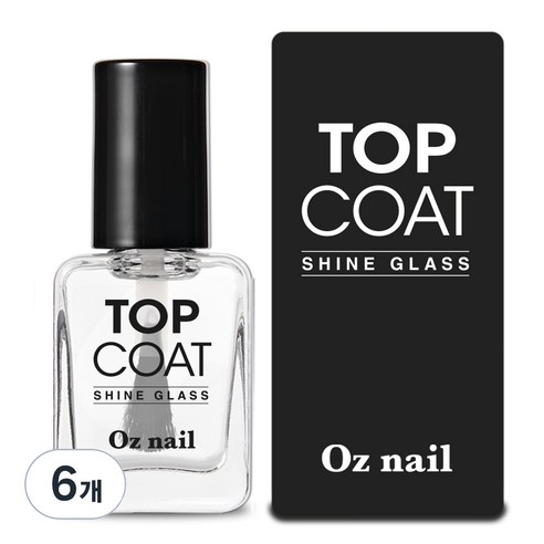 오즈네일 샤인 글라스 고광택 탑코트, 8ml, 투명, 6개
