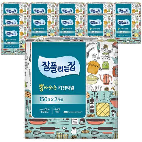 잘풀리는집 뽑아쓰는 키친타월, 150매, 12개