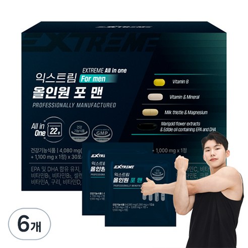 익스트림 올인원 포 맨 멀티비타민, 6개, 30회분