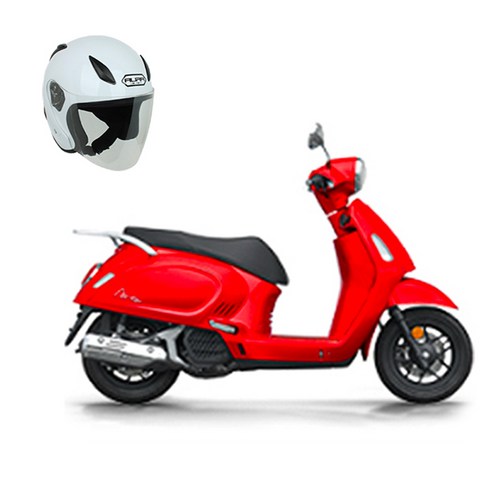 한솜모터스 레트로 클래식 스쿠터 아르떼Arte 125 오토바이 스쿠터 + 헬멧제공 방문설치, Arte 125, 레드(오토바이),화이트(헬멧)