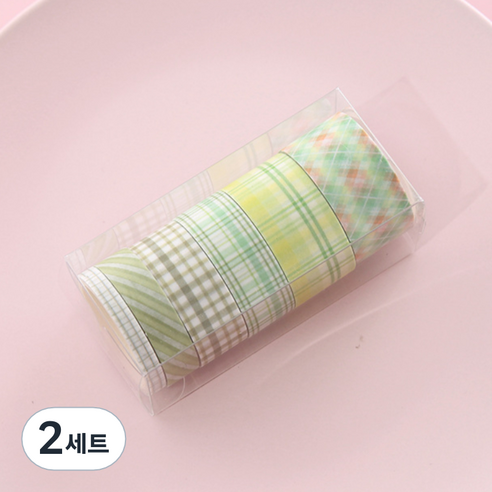해피제이 다꾸 벽꾸미기 파스텔 체크 마스킹테이프 6종 세트, 2세트, 5 그린