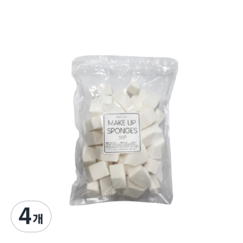 디앤케이 대용량 메이크업 하우스 퍼프 50p, 화이트, 4개