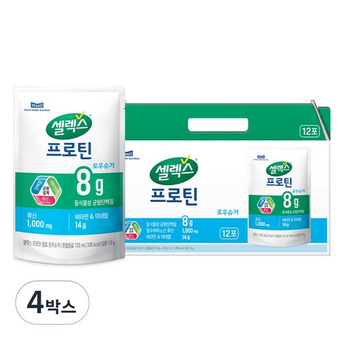 셀렉스 파우치 프로틴 음료 로우슈거 12p, 1.5L, 4박스