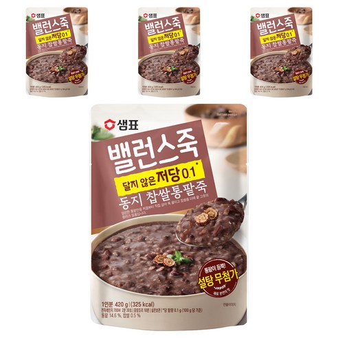샘표 밸런스죽 동지 찹쌀통팥죽, 420g, 4개