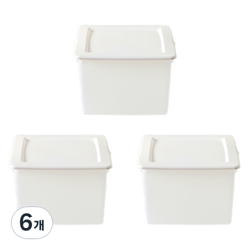 브리다 큐브 리빙박스, 크림화이트, 35L, 6개
