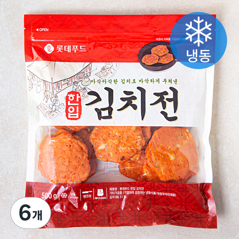 한입 김치전 (냉동), 500g, 6개