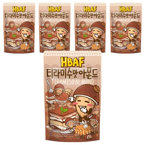 HBAF 티라미수맛 아몬드, 190g, 5개