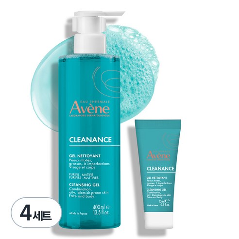 아벤느 클리낭스 약산성 클렌징 젤 400ml + 15ml, 4개