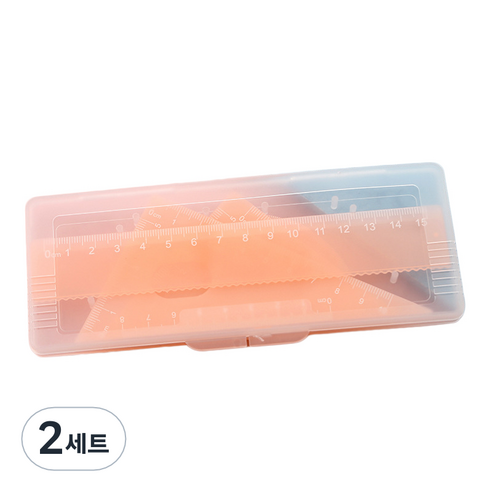 세븐집 파스텔 삼각자 각도기 4종 세트, 오렌지, 2세트