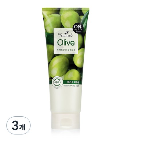 온더바디 더 내추럴 올리브 촉촉한 클렌징 폼, 200g, 3개