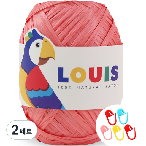 니뜨 루이 실 45g + 단수링 5p 세트, 123 무광 코랄(루이실), 랜덤발송(단수링), 2세트