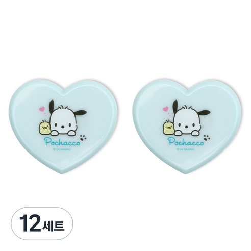 케이제이잡화점 하트 빗 + 거울 세트, 포차코 민트, 12세트