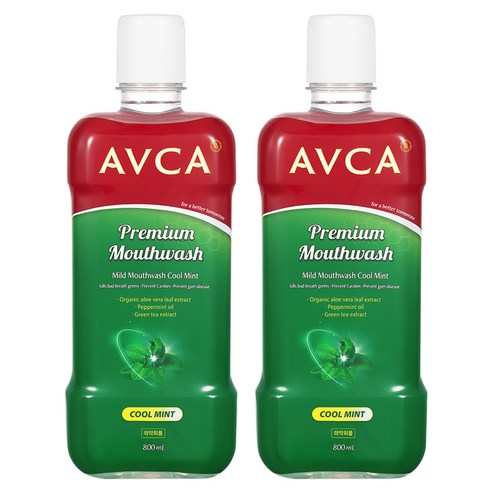 잇몸 통증에 좋은 제품 추천 상품아브카 마일드 대용량 쿨 민트향 구강청결제, 800ml, 2개 제품 사진