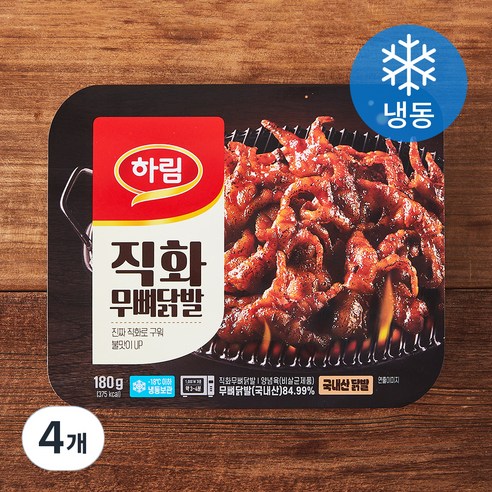하림 직화 무뼈닭발 (냉동), 180g, 4개