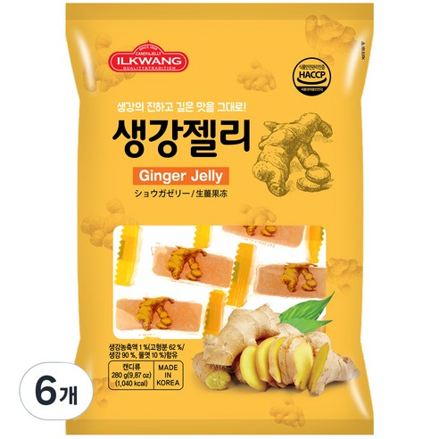 일광제과 생강젤리, 280g, 6개