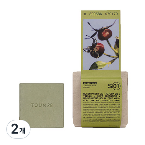 톤28 얼굴 씻을거리 S1 로즈힙오일 쉐어버터 약산성 클렌징 비누, 100g, 2개