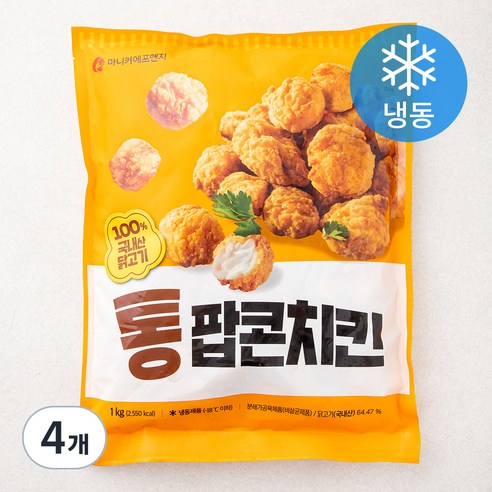마니커에프앤지 통팝콘치킨 (냉동), 1kg, 4개