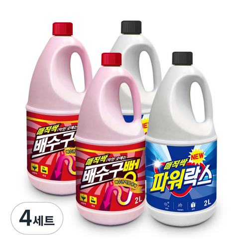 아토세이프 매직싹 배수구 뻥 배수구 세정제 2L 2p + 매직싹 파워락스 2L 2p, 4세트