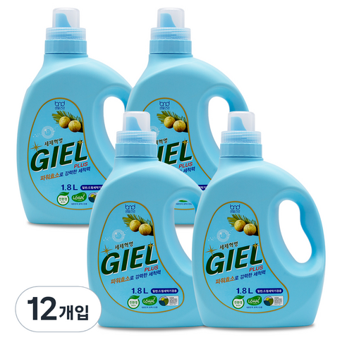 세제혁명 지엘플러스 액상세제 본품, 1.8L, 12개입