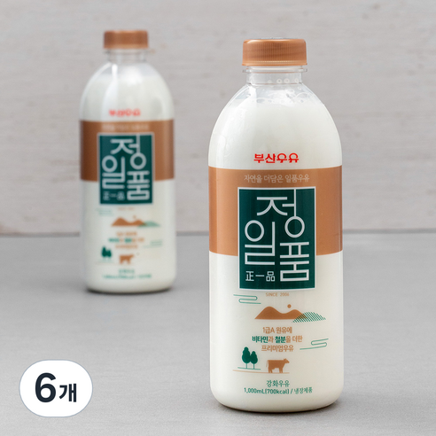부산우유 정일품 우유, 1000ml, 6개