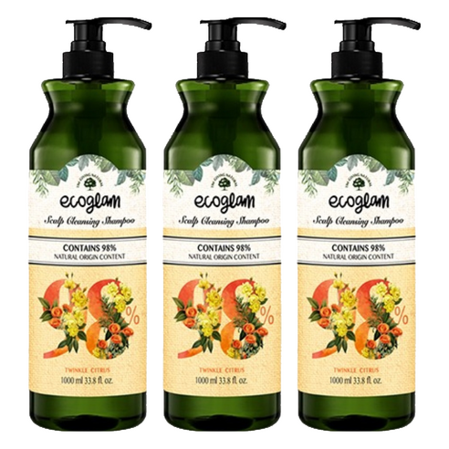 에코글램 스칼프 클렌징 샴푸 트윙클 시트러스향, 1L, 3개