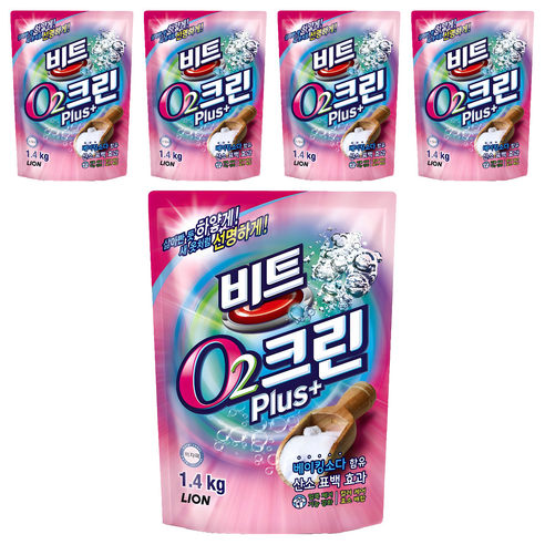 비트 O2크린 플러스 표백제, 1.4kg, 5개