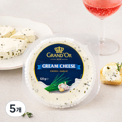 그랑도르 차이브 갈릭 크림치즈, 125g, 1개입, 5개