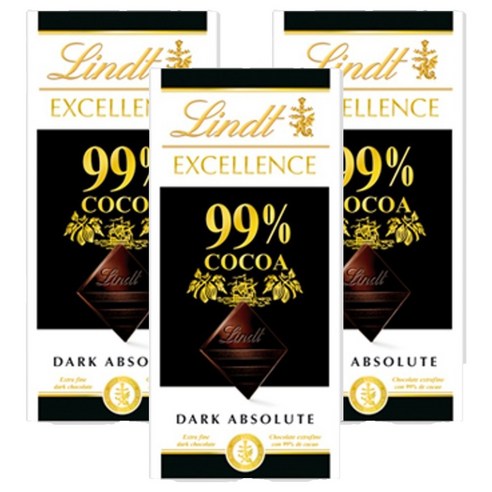 린트엑셀런스 다크 99% 초콜릿, 50g, 3개