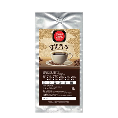 달빛커피 원두 에티오피아 시다모, 홀빈, 1000g