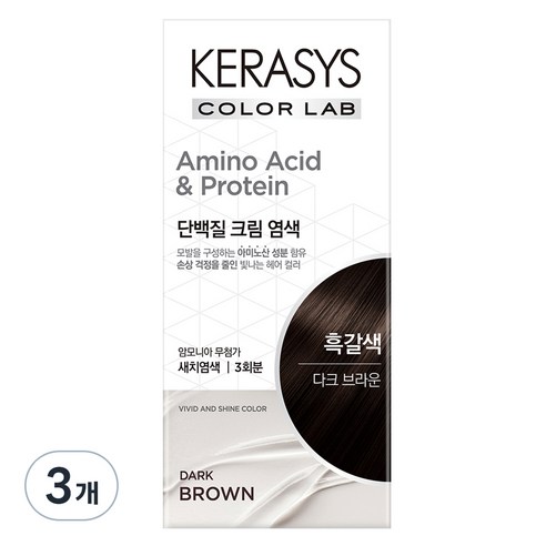 케라시스 단백질 크림 염모제 120g, 다크브라운, 3개