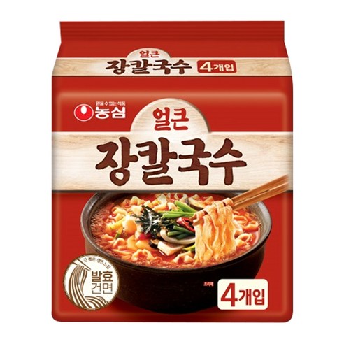 농심 얼큰 장칼국수 봉지 라면, 4개