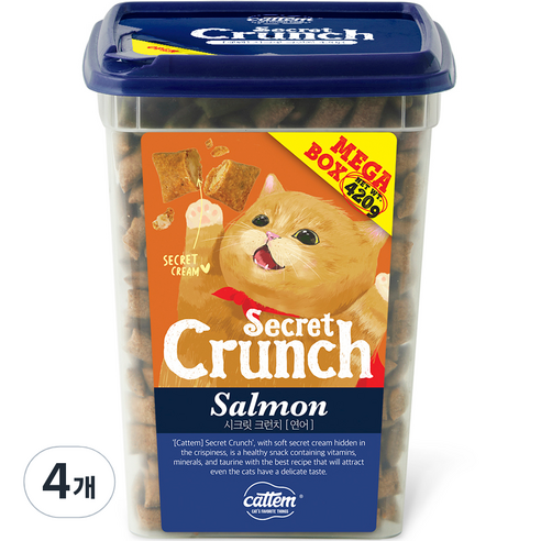 캣템 시크릿 크런치 메가박스 고양이 간식, 연어, 420g, 4개