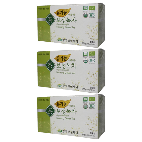 보성제다 유기농 아름다운 보성녹차, 1.1g, 25개입, 3개