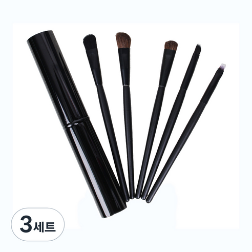 데이러빗 쉘 케이스 메이크업 브러쉬 5종 세트, 블랙, 3세트